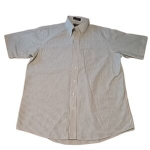 🆕️ Men's Stafford White/Seafoam Green Striped Button Down - Size 17 (XL)